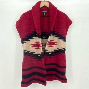 Ralph Lauren Jeans Company Southwestern Sweater Vest Coat Lambswool Aztec Large